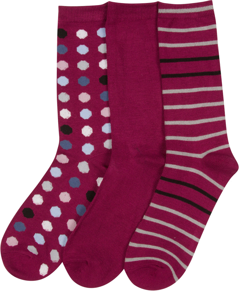 Sakkas Bahar Womens Cute Colorful Design Crew High Socks Assorted 3-packs