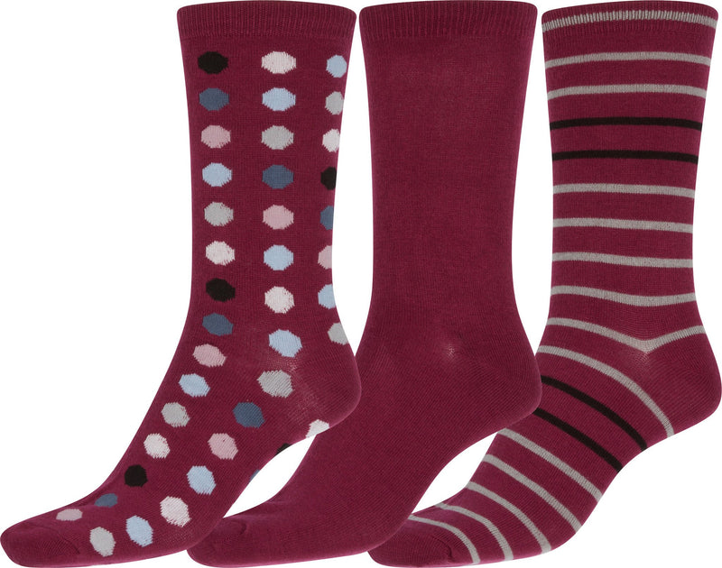 Sakkas Bahar Womens Cute Colorful Design Crew High Socks Assorted 3-packs