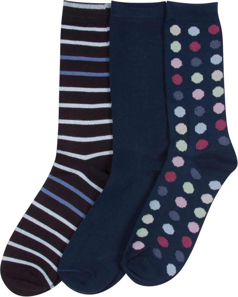Sakkas Bahar Womens Cute Colorful Design Crew High Socks Assorted 3-packs
