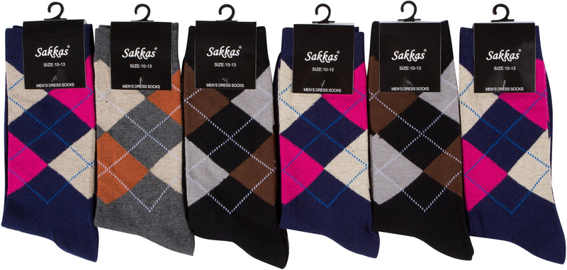 Sakkas Men's Classic Patterned Dress Socks Value 6-Pack