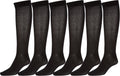 Sakkas Women's Cotton Blend Knee High Socks Assorted Pack#color_Black6-Pack