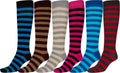 Sakkas Women's Cotton Blend Knee High Socks Assorted Pack#color_Stripe16-Pack