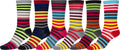Sakkas Women's Poly Blend Soft and Stretchy Crew Pattern Socks Assorted 6-pack#color_StripeMulti