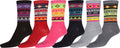 Sakkas Women's Poly Blend Soft and Stretchy Crew Pattern Socks Assorted 6-pack#color_Tribal