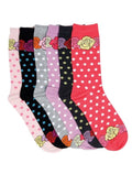 Sakkas Women's Poly Blend Soft and Stretchy Crew Pattern Socks Assorted 6-pack#color_Blossom