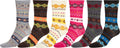 Sakkas Women's Poly Blend Soft and Stretchy Crew Pattern Socks Assorted 6-pack#color_Cozy