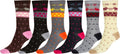 Sakkas Women's Poly Blend Soft and Stretchy Crew Pattern Socks Assorted 6-pack#color_FairIsle