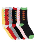Sakkas Women's Poly Blend Soft and Stretchy Crew Pattern Socks Assorted 6-pack#color_Fargyle