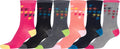 Sakkas Women's Poly Blend Soft and Stretchy Crew Pattern Socks Assorted 6-pack#color_HtTooth