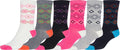 Sakkas Women's Poly Blend Soft and Stretchy Crew Pattern Socks Assorted 6-pack#color_Knit