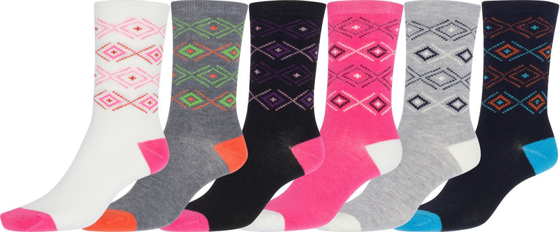 Sakkas Women's Poly Blend Soft and Stretchy Crew Pattern Socks Assorted 6-pack