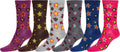 Sakkas Women's Poly Blend Soft and Stretchy Crew Pattern Socks Assorted 6-pack#color_Magic