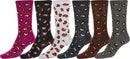 Sakkas Women's Poly Blend Soft and Stretchy Crew Pattern Socks Assorted 6-pack