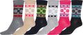Sakkas Women's Poly Blend Soft and Stretchy Crew Pattern Socks Assorted 6-pack#color_Snow