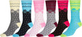 Sakkas Women's Poly Blend Soft and Stretchy Crew Pattern Socks Assorted 6-pack#color_Snowflake