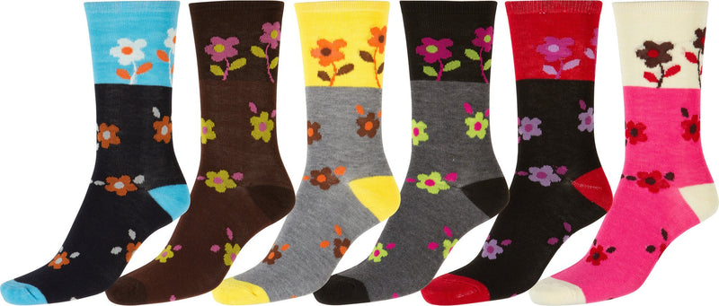 Sakkas Women's Poly Blend Soft and Stretchy Crew Pattern Socks Assorted 6-pack