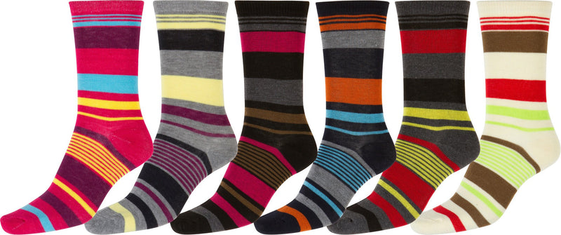 Sakkas Women's Poly Blend Soft and Stretchy Crew Pattern Socks Assorted 6-pack