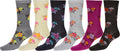 Sakkas Women's Poly Blend Soft and Stretchy Crew Pattern Socks Assorted 6-pack#color_WallFlower