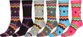 Sakkas Women's Poly Blend Soft and Stretchy Crew Pattern Socks Assorted 6-pack#color_ZigZag