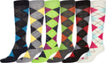 Sakkas Ladies Cute Colorful Design or Solid Knee High Socks Assorted 6-Pack#color_Argyle4