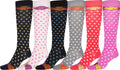 Sakkas Ladies Cute Colorful Design or Solid Knee High Socks Assorted 6-Pack#color_RosesAndDots