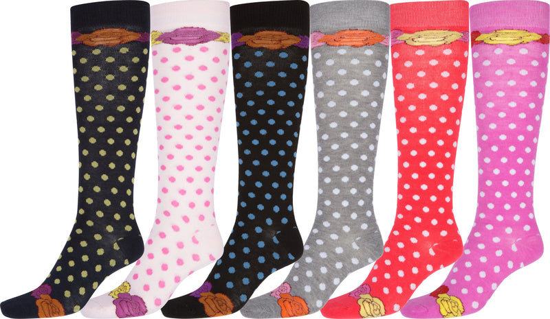 Sakkas Ladies Cute Colorful Design or Solid Knee High Socks Assorted 6-Pack