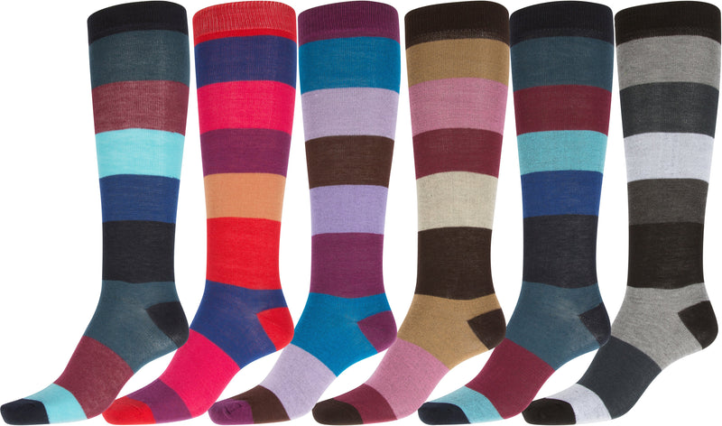 Sakkas Ladies Cute Colorful Design or Solid Knee High Socks Assorted 6-Pack