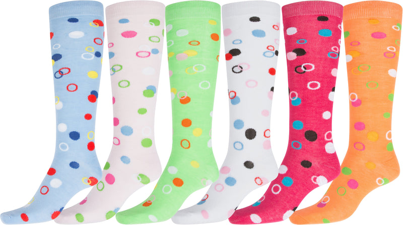 Sakkas Ladies Cute Colorful Design or Solid Knee High Socks Assorted 6-Pack