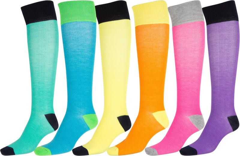 Sakkas Ladies Cute Colorful Design or Solid Knee High Socks Assorted 6-Pack