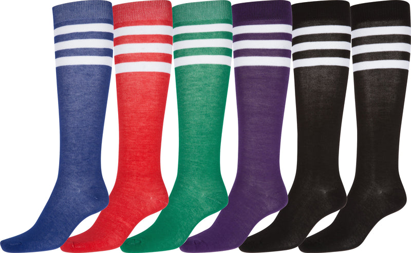 Sakkas Ladies Cute Colorful Design or Solid Knee High Socks Assorted 6-Pack