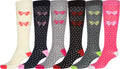 Sakkas Ladies Cute Colorful Design or Solid Knee High Socks Assorted 6-Pack#color_Bow