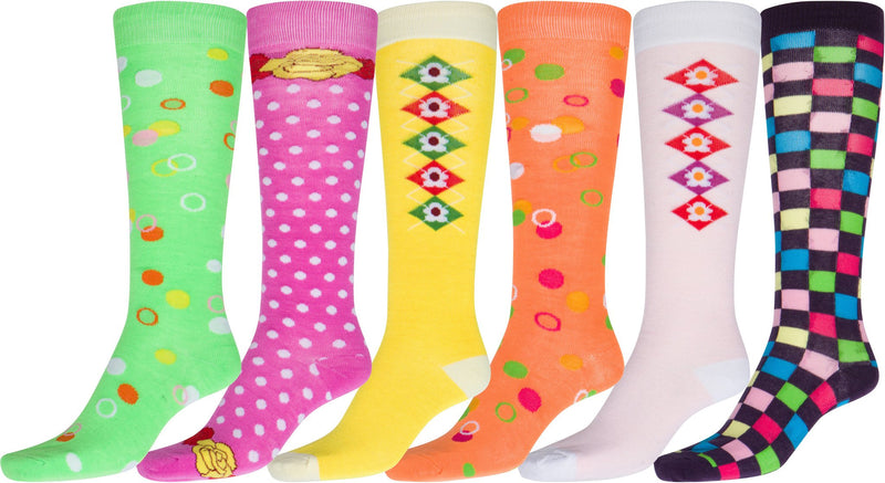 Sakkas Liea Ladies Colorful Unique Pattern / Solid Knee High Socks Assorted 6-Pack