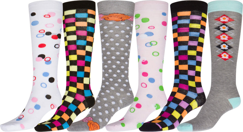 Sakkas Liea Ladies Colorful Unique Pattern / Solid Knee High Socks Assorted 6-Pack