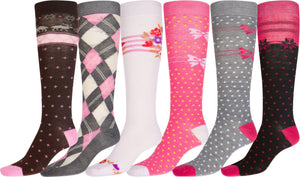 Sakkas Liea Women's Patterned & Solid Knee High Socks, Assorted 6-Pack