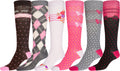 Sakkas Liea Ladies Colorful Unique Pattern / Solid Knee High Socks Assorted 6-Pack#color_Style1