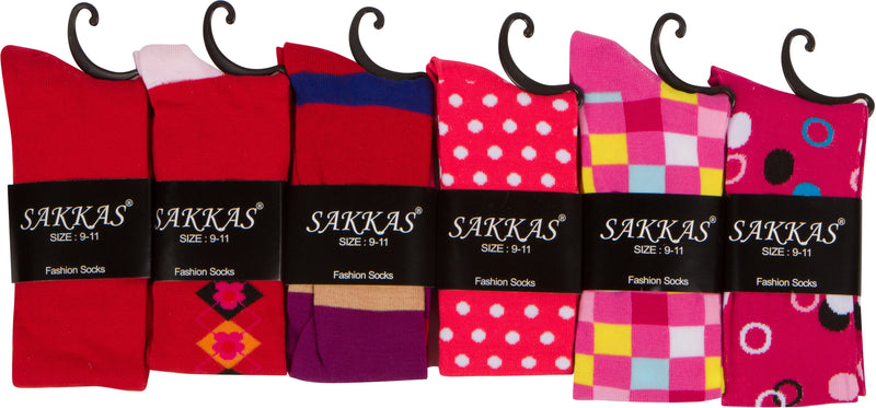 Sakkas Liea Ladies Colorful Unique Pattern / Solid Knee High Socks Assorted 6-Pack