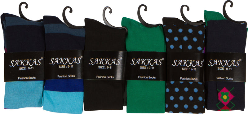 Sakkas Liea Ladies Colorful Unique Pattern / Solid Knee High Socks Assorted 6-Pack
