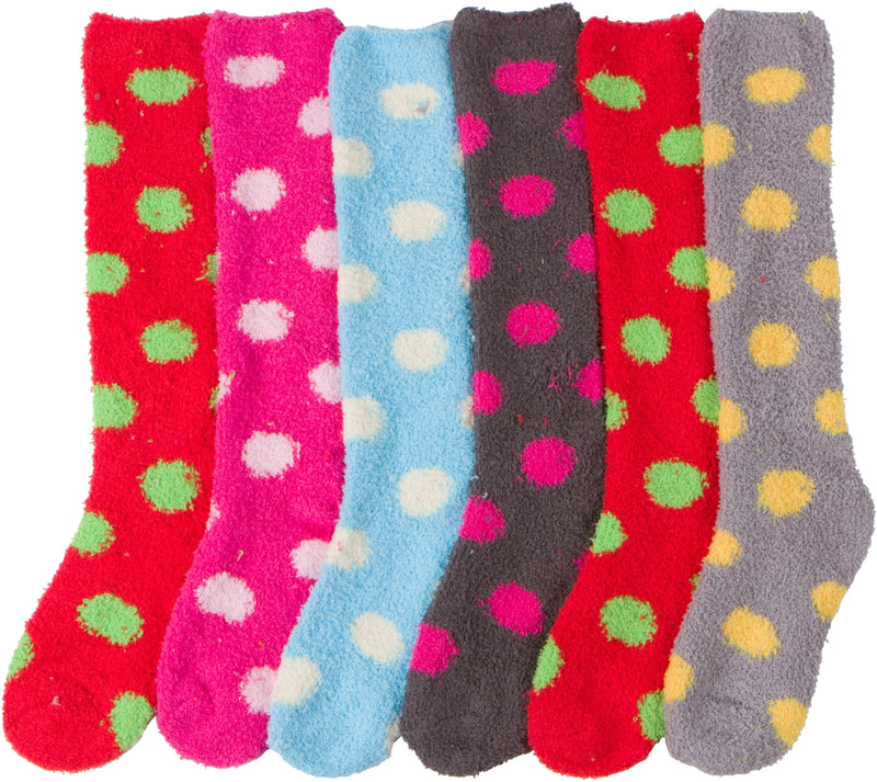 Sakkas Womens Extra Soft Fuzzy Knee High Assorted Pattern Socks 6-Pack