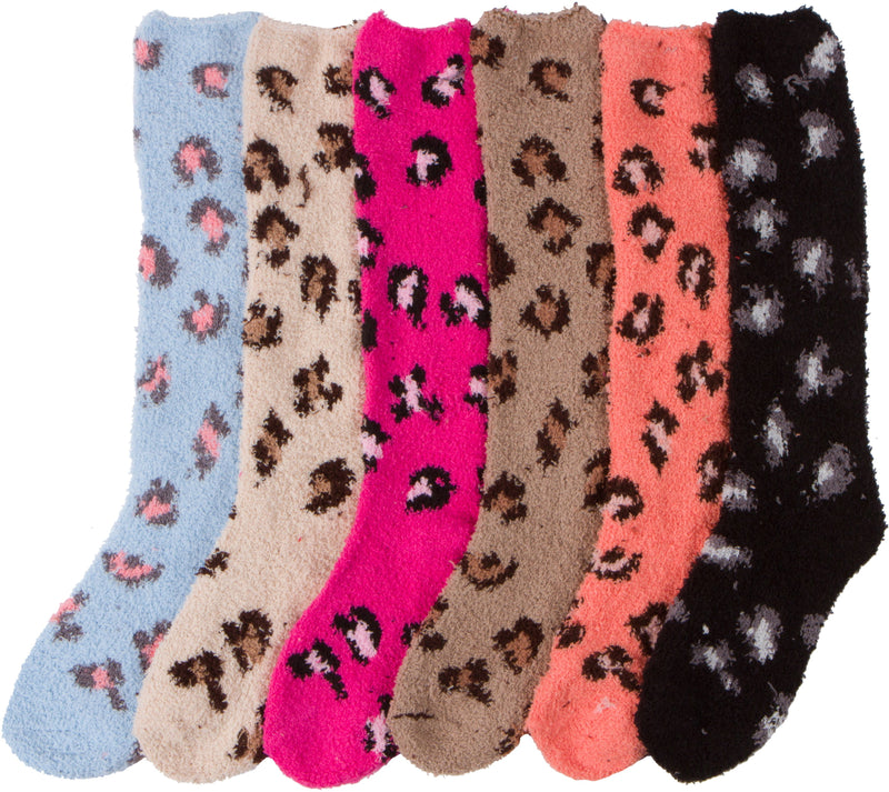 Sakkas Womens Extra Soft Fuzzy Knee High Assorted Pattern Socks 6-Pack