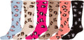 Sakkas Womens Extra Soft Fuzzy Knee High Assorted Pattern Socks 6-Pack#color_Leopard