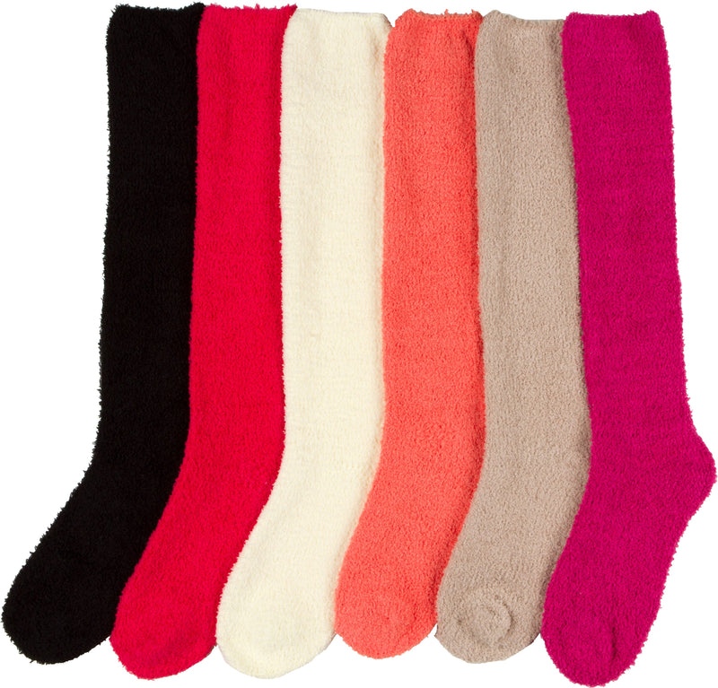 Sakkas Womens Extra Soft Fuzzy Knee High Assorted Pattern Socks 6-Pack