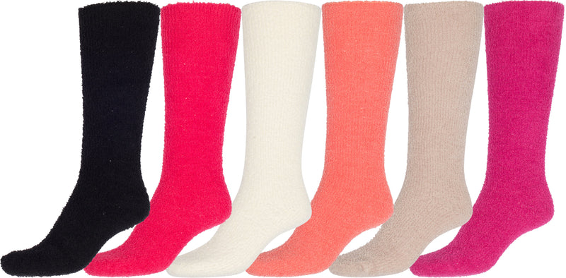 Sakkas Womens Extra Soft Fuzzy Knee High Assorted Pattern Socks 6-Pack