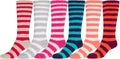 Sakkas Womens Extra Soft Fuzzy Knee High Assorted Pattern Socks 6-Pack#color_Stripe