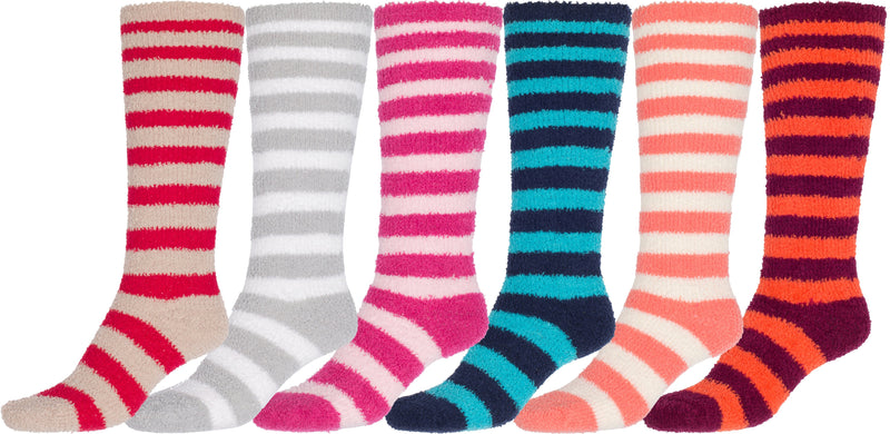 Sakkas Womens Extra Soft Fuzzy Knee High Assorted Pattern Socks 6-Pack