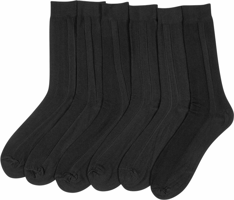 Sakkas Mens Polyester Pattern Black Dress Socks Value 6-Pack
