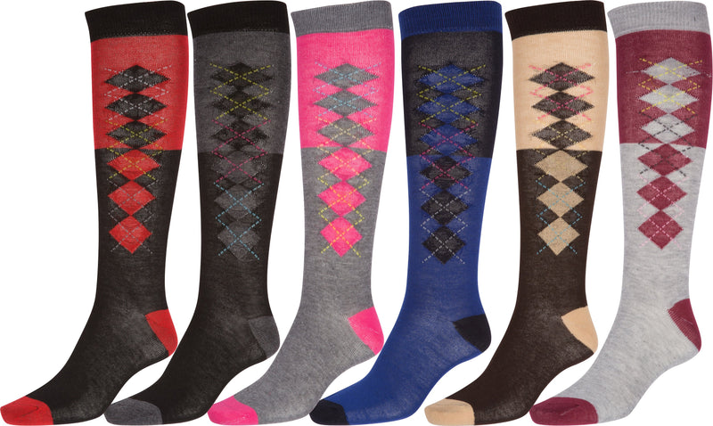 Sakkas Ladies Cute Colorful Design or Solid Knee High Socks Assorted 6-Pack