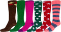Sakkas Womens Super Soft Anti-Slip Fuzzy Knee High Socks Value Assorted 6-Pack#color_16803-pack3