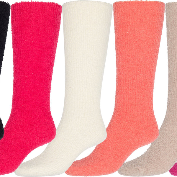 Sakkas Womens Super Soft Anti-Slip Fuzzy Knee High Socks Value Assorte