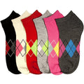 Sakkas Women's Poly Blend Soft and Stretchy Low cut Pattern Socks Asst 6-Pack#color_Argyle