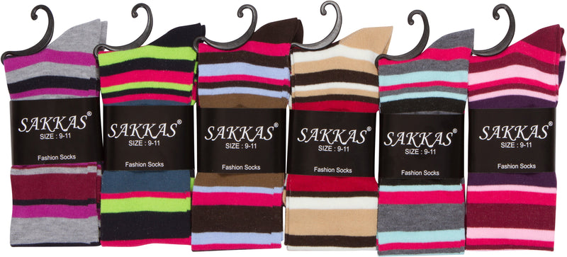 Sakkas Ladies Cute Colorful Design or Solid Knee High Socks Assorted 6-Pack